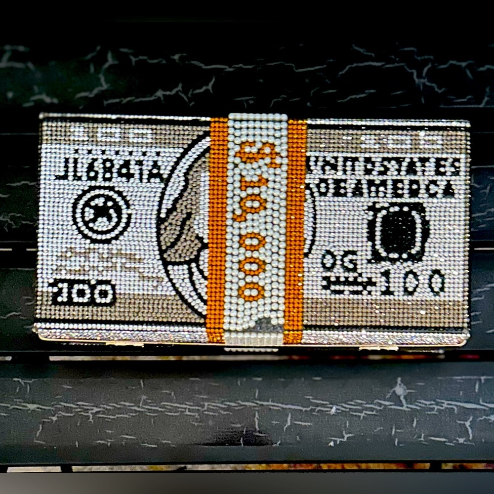 Silver & Gold Beaded Money Clutch